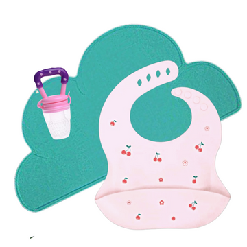 Less mess mini feeding bundle - bib, placemat, fruit chew